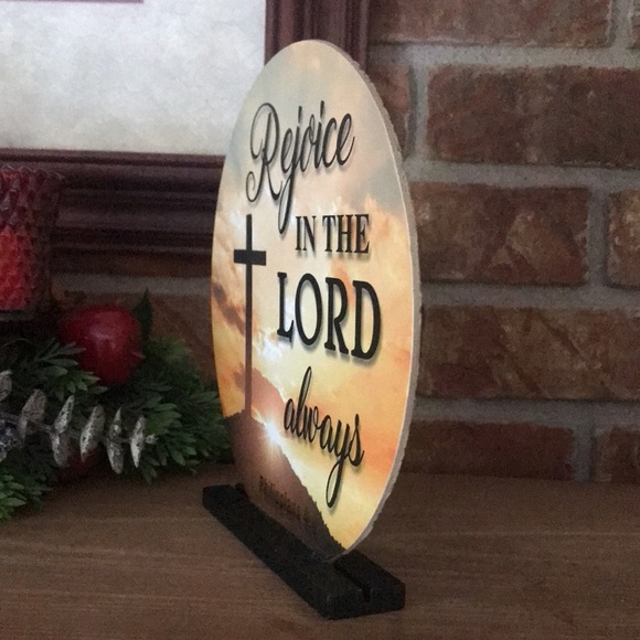 Religious Table Decor”Rejoice In The Lord Always” - Picture 3 of 4